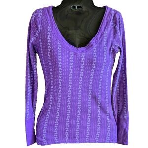 Energie Women Henley Top L Thermal Waffle Bella Swan Fairy Grunge Y2K Bow Cute